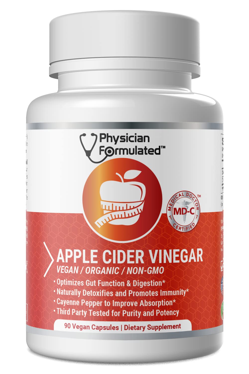 100% Organic Apple Cider Vinegar Capsules - 90 Capsules